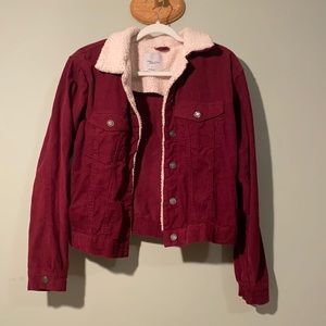 Maroon corduroy fleece jacket
